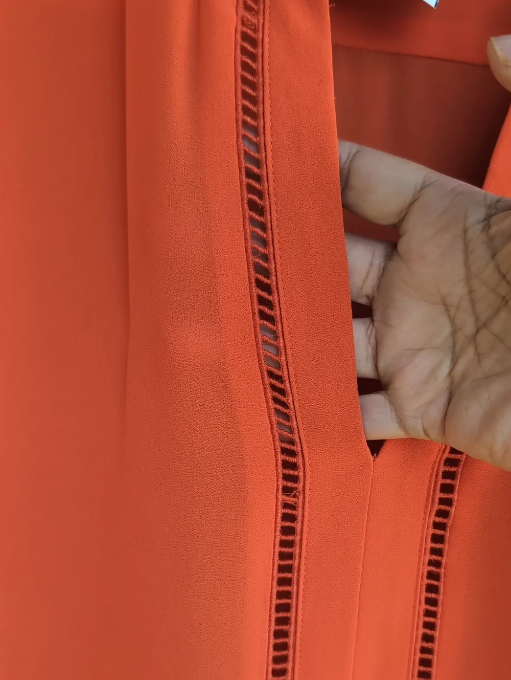 Michael Kors Classic Orange V-Neck Long Sleeve Blouse Size Large